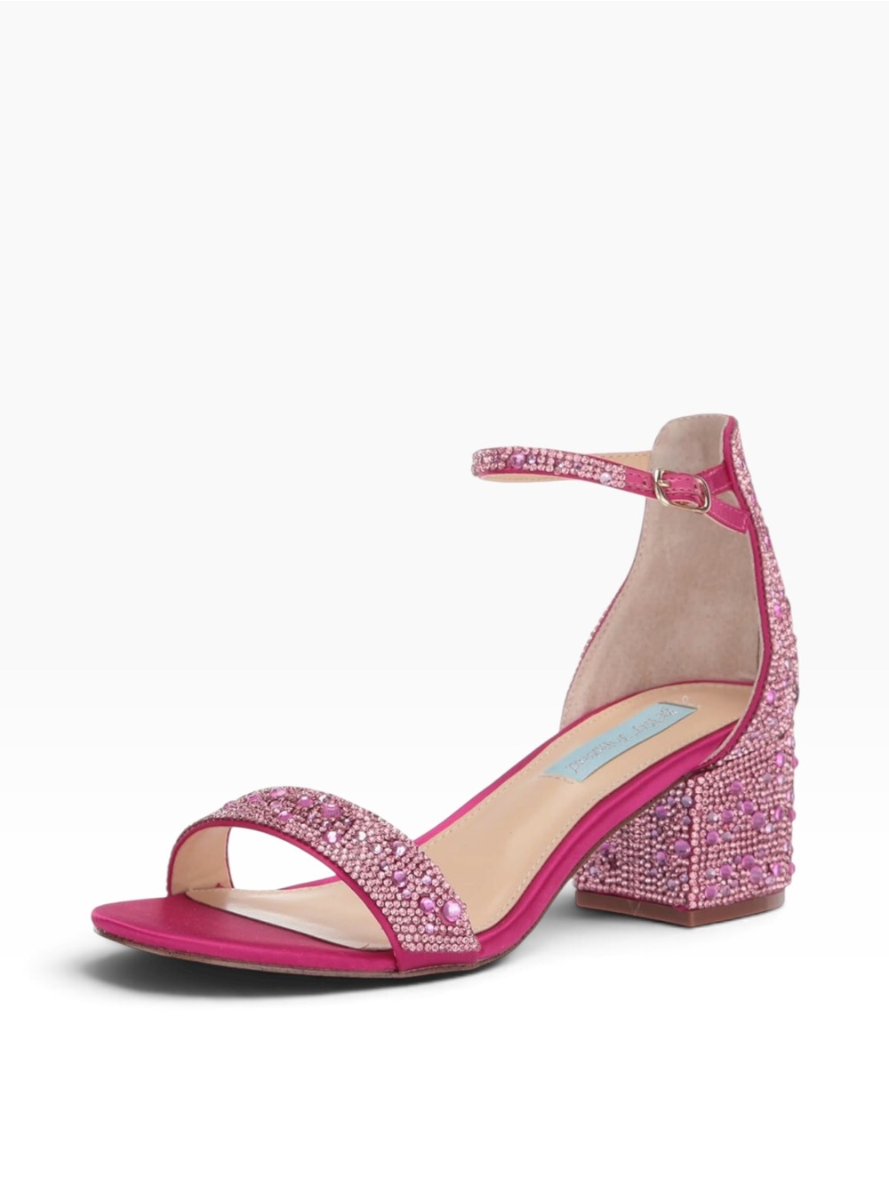 Betsey Johnson Women's Sb-mari Heeled Sandal Pink Bejeweled Glitter size 7